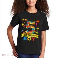 5 Year Old Building Blocks 5th Birthday Boy Kids T-Shirt thumb 2