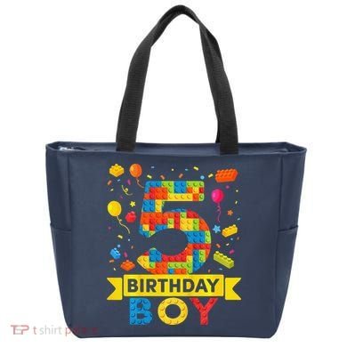 5 Year Old Building Blocks 5th Birthday Boy Tote Bag