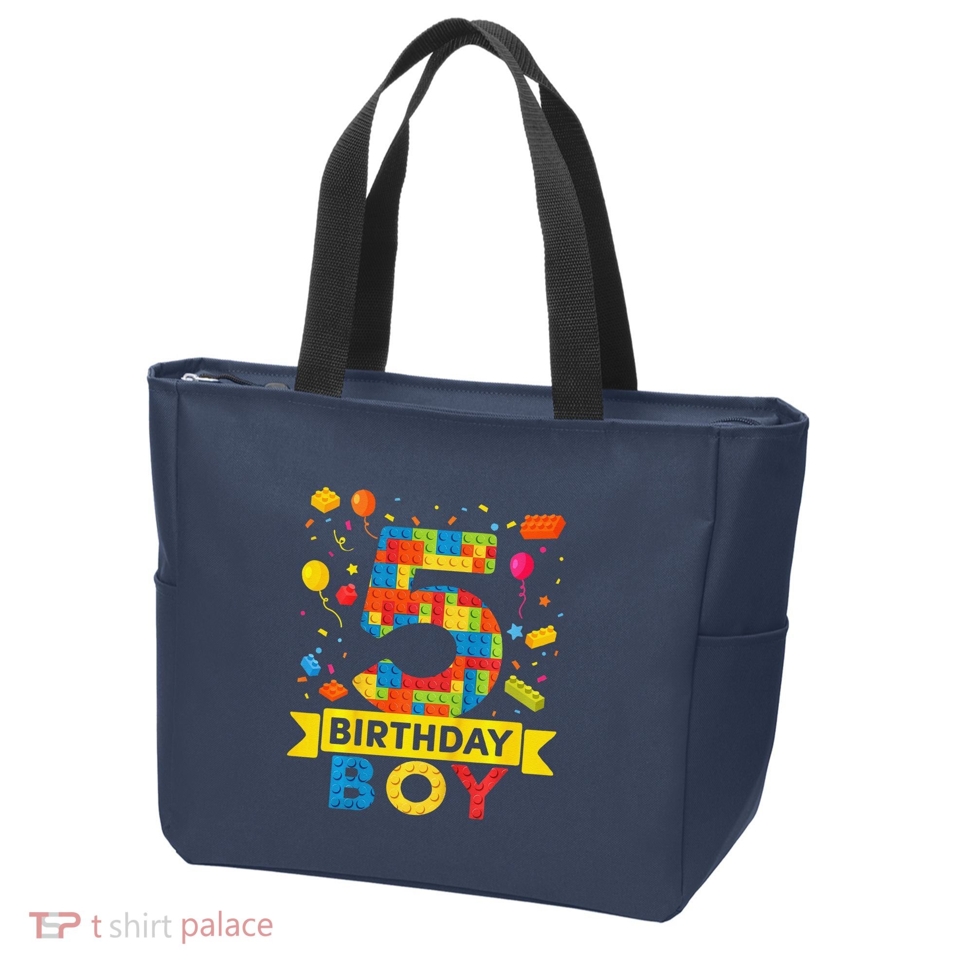 5 Year Old Building Blocks 5th Birthday Boy Tote Bag