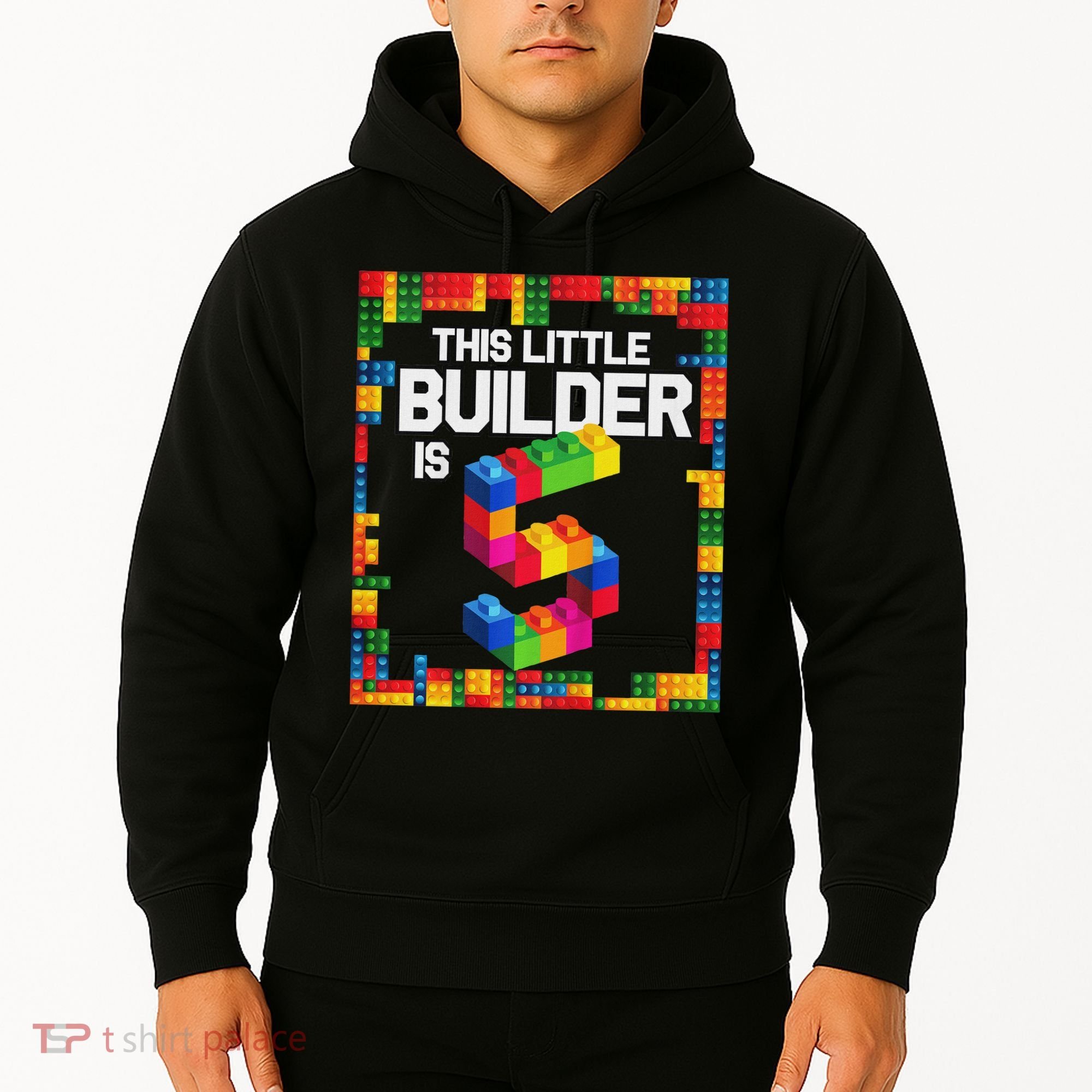 5 Year Old Building Blocks Birthday Brick 5th Gift Hoodie
