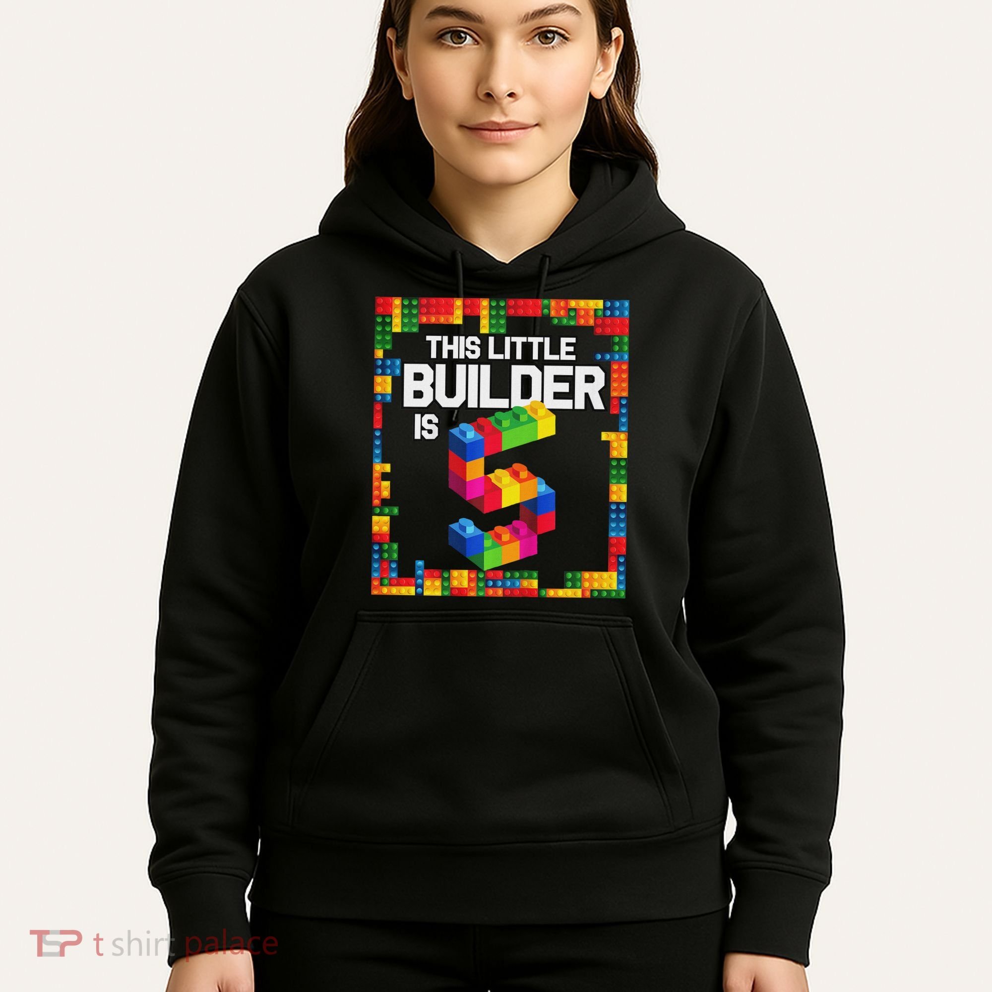 5 Year Old Building Blocks Birthday Brick 5th Gift Hoodie
