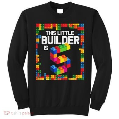 5 Year Old Building Blocks Birthday Brick 5th Gift Sweatshirt