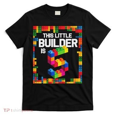 5 Year Old Building Blocks Birthday Brick 5th Gift T-Shirt