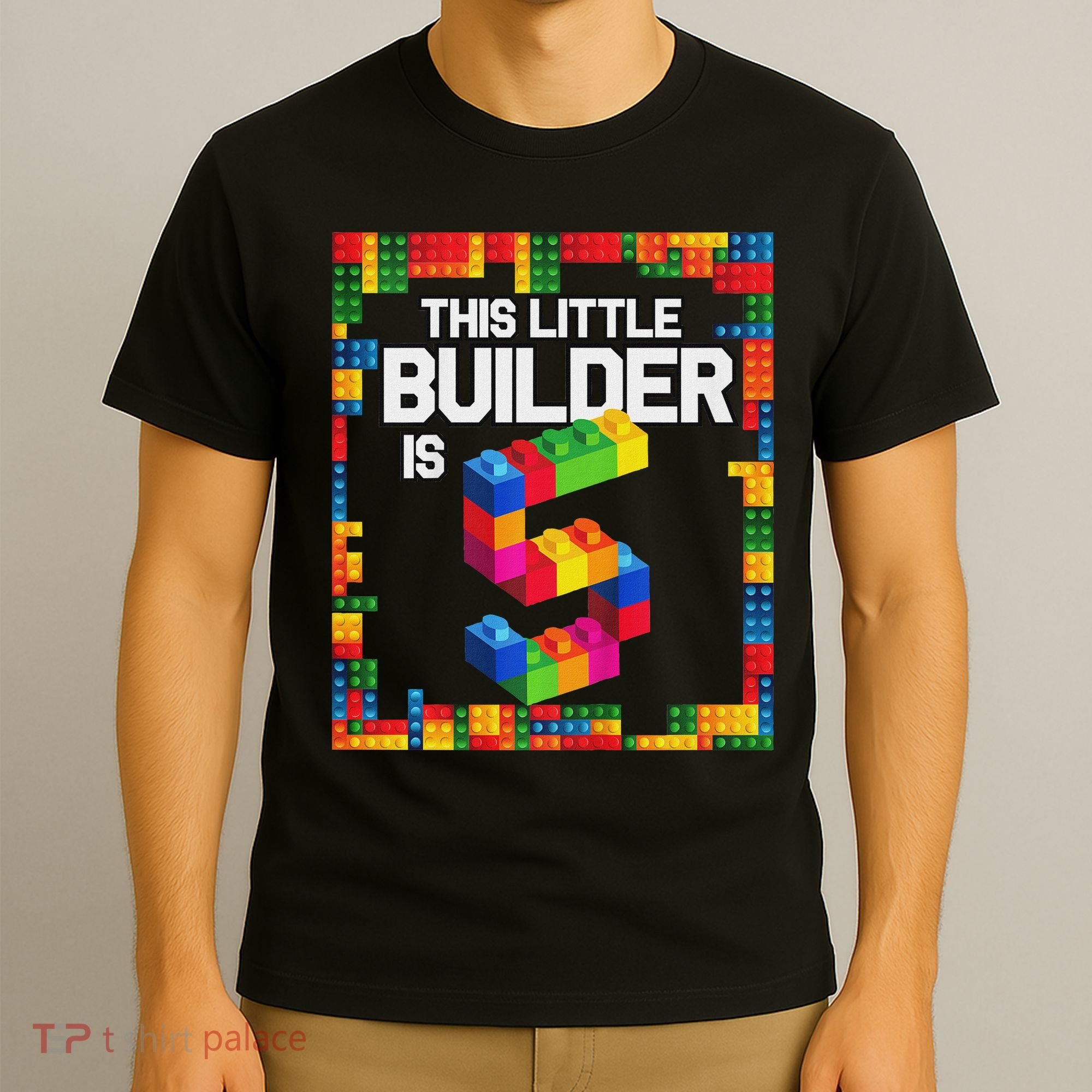 5 Year Old Building Blocks Birthday Brick 5th Gift T-Shirt