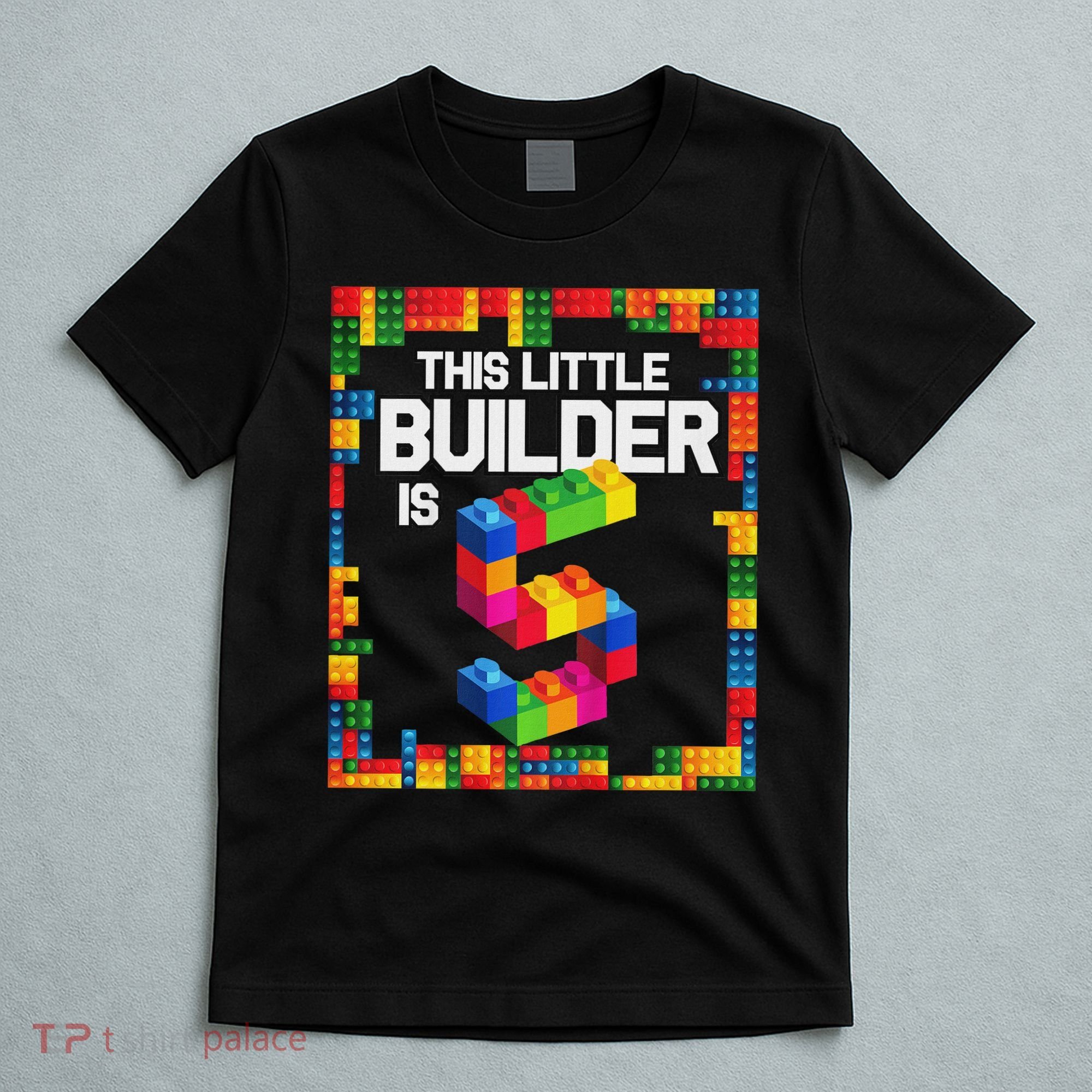 5 Year Old Building Blocks Birthday Brick 5th Gift T-Shirt