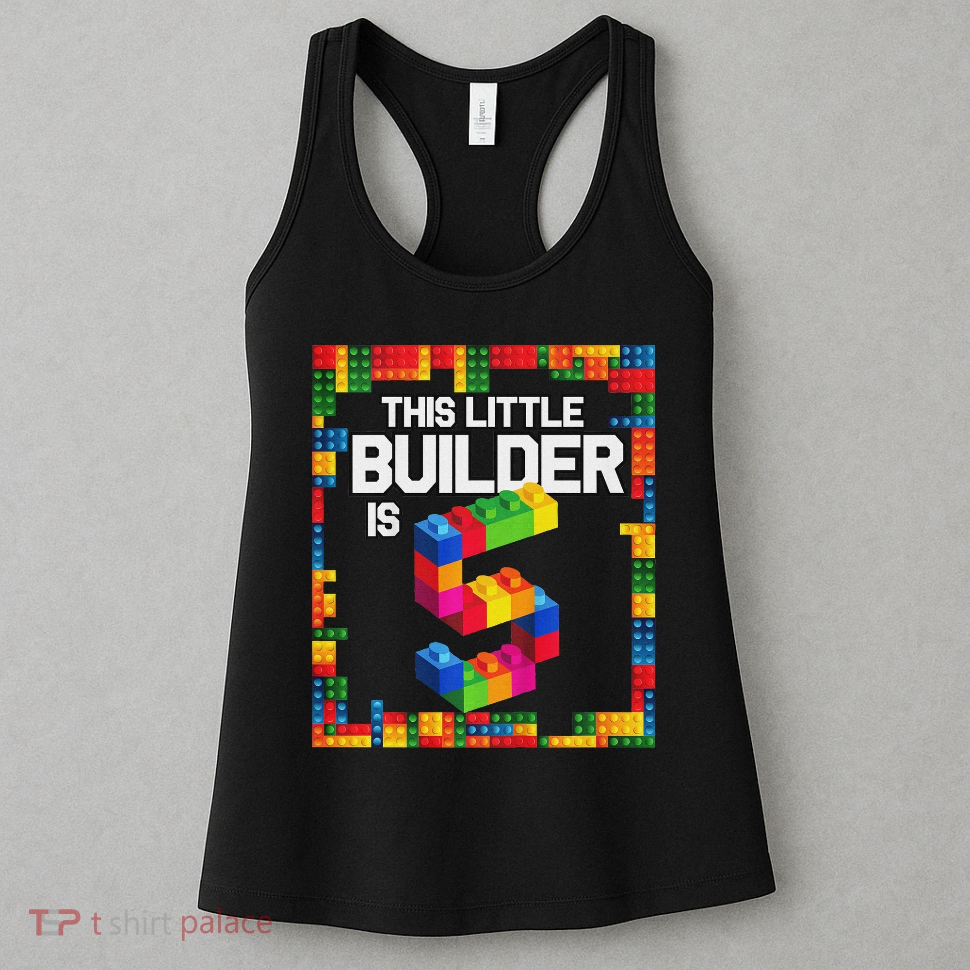 5 Year Old Building Blocks Birthday Brick 5th Gift Women's Tank Top
