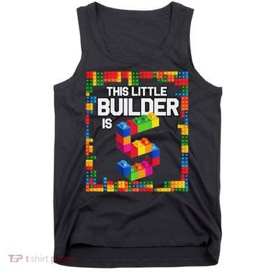 5 Year Old Building Blocks Birthday Brick 5th Gift Tank Top