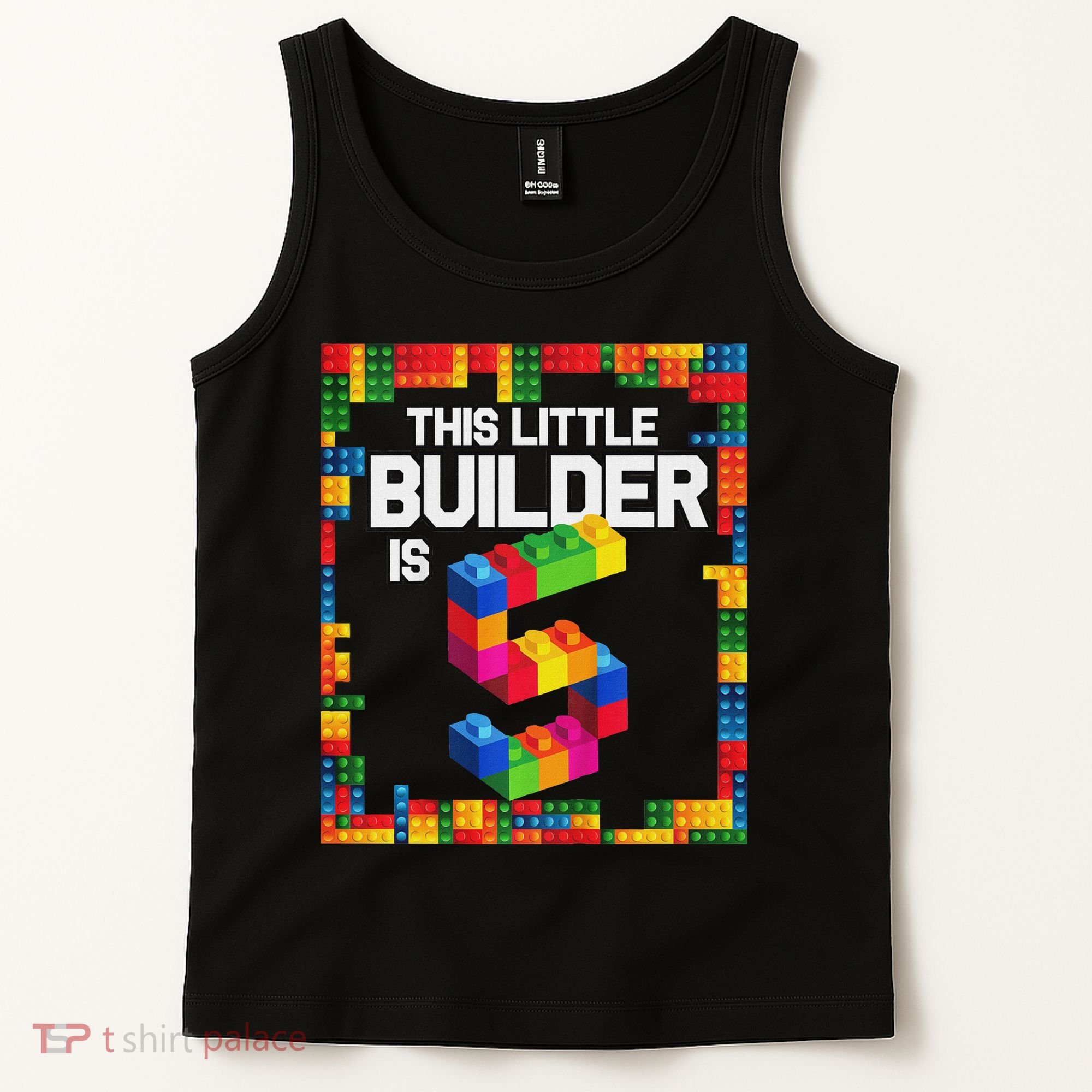 5 Year Old Building Blocks Birthday Brick 5th Gift Tank Top