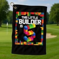5 Year Old Building Blocks Birthday Brick 5th Gift Golf Towel thumb 1