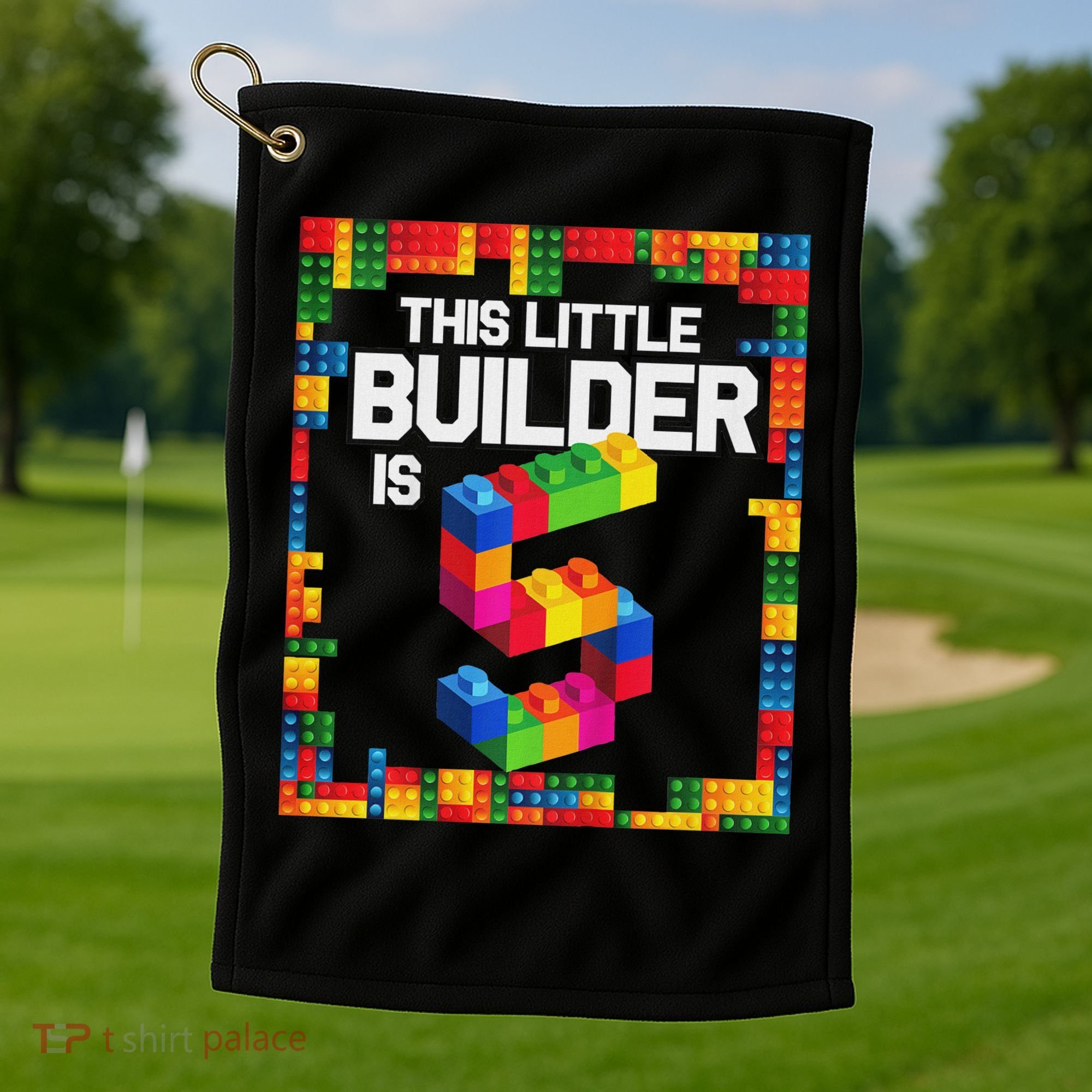 5 Year Old Building Blocks Birthday Brick 5th Gift Golf Towel