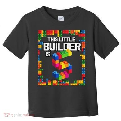 5 Year Old Building Blocks Birthday Brick 5th Gift Toddler T-Shirt