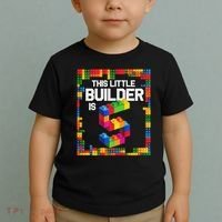 5 Year Old Building Blocks Birthday Brick 5th Gift Toddler T-Shirt thumb 2