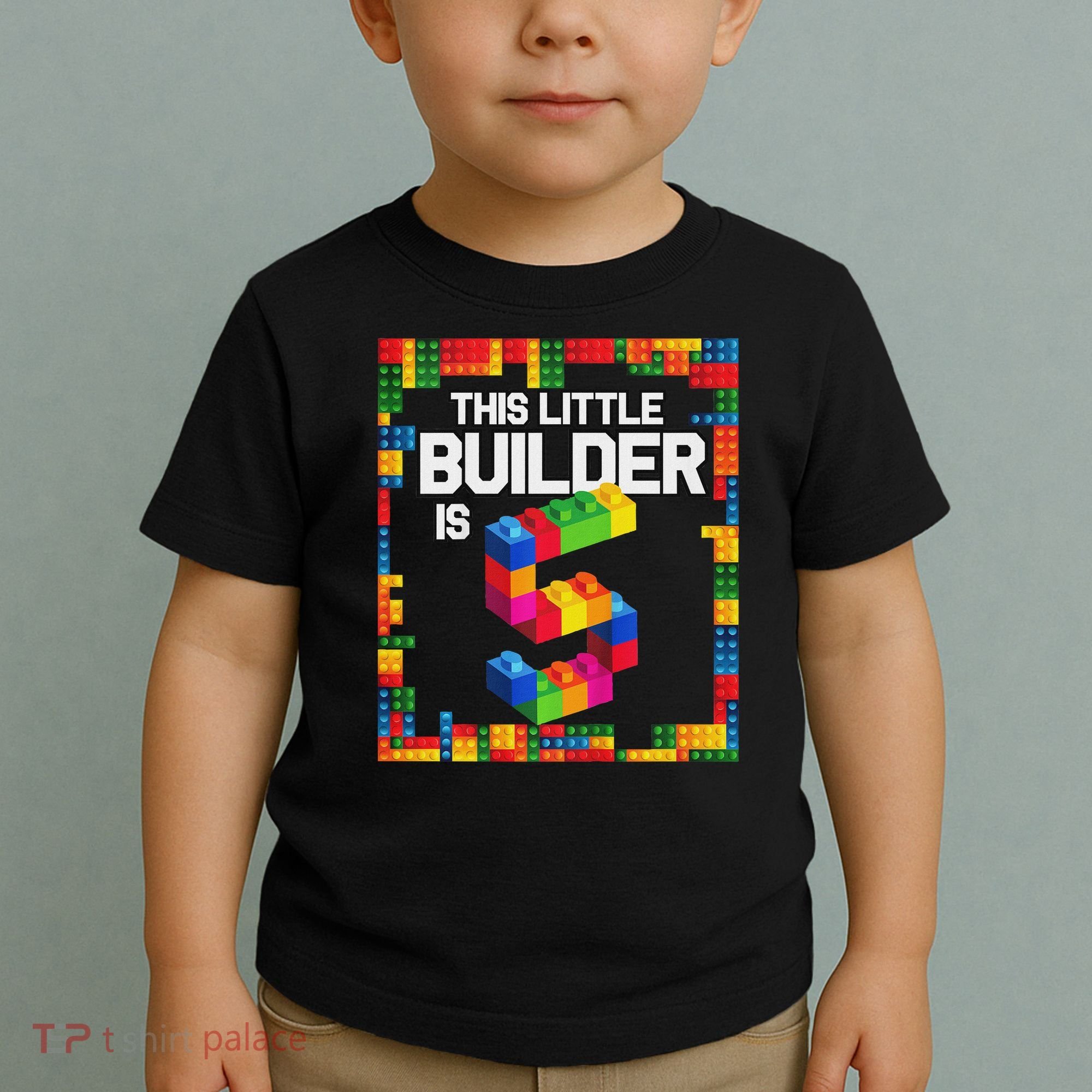 5 Year Old Building Blocks Birthday Brick 5th Gift Toddler T-Shirt