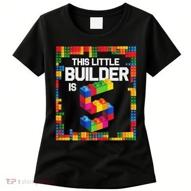 5 Year Old Building Blocks Birthday Brick 5th Gift Women's T-Shirt