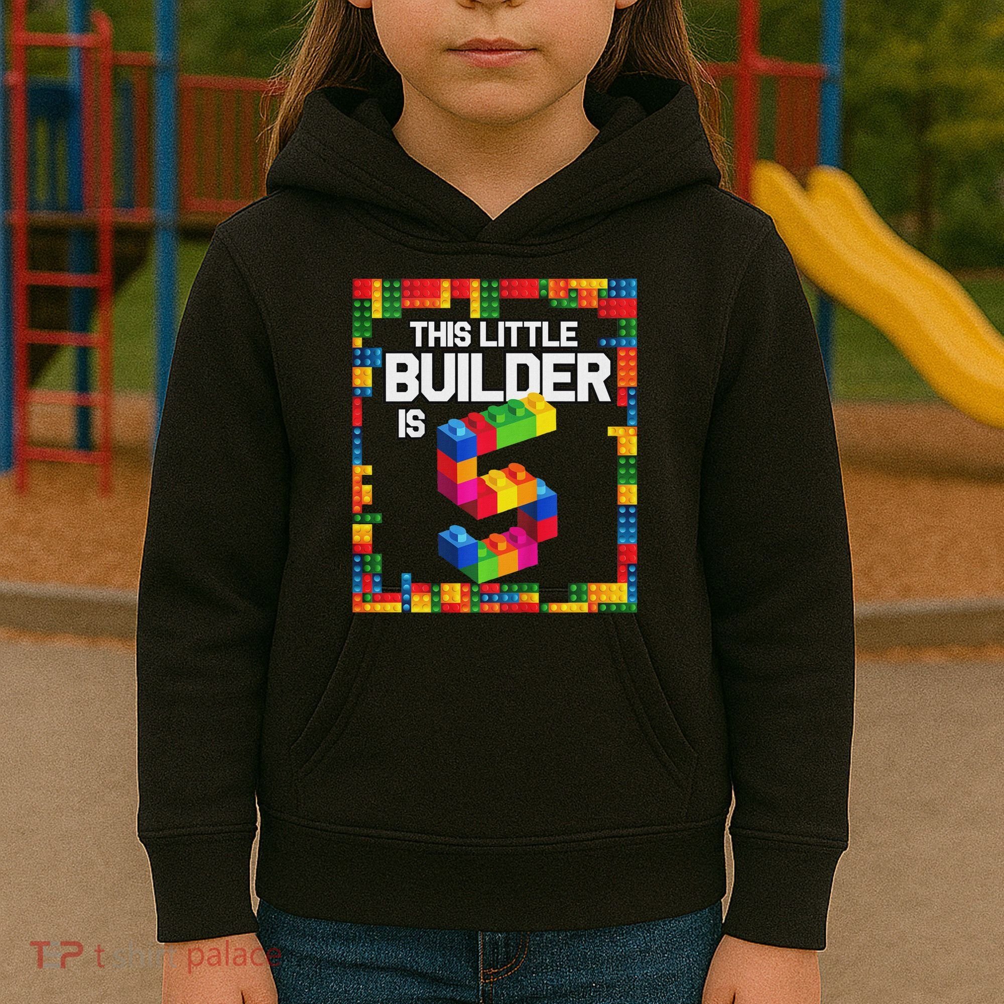 5 Year Old Building Blocks Birthday Brick 5th Gift Kids Hoodie