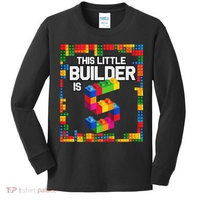 5 Year Old Building Blocks Birthday Brick 5th Gift Kids Long Sleeve Shirt