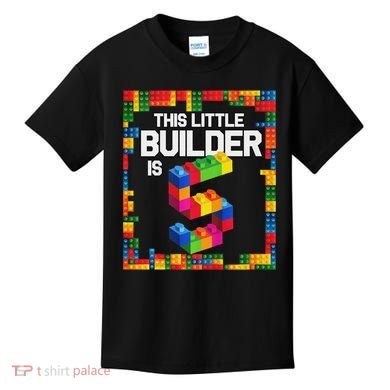 5 Year Old Building Blocks Birthday Brick 5th Gift Kids T-Shirt