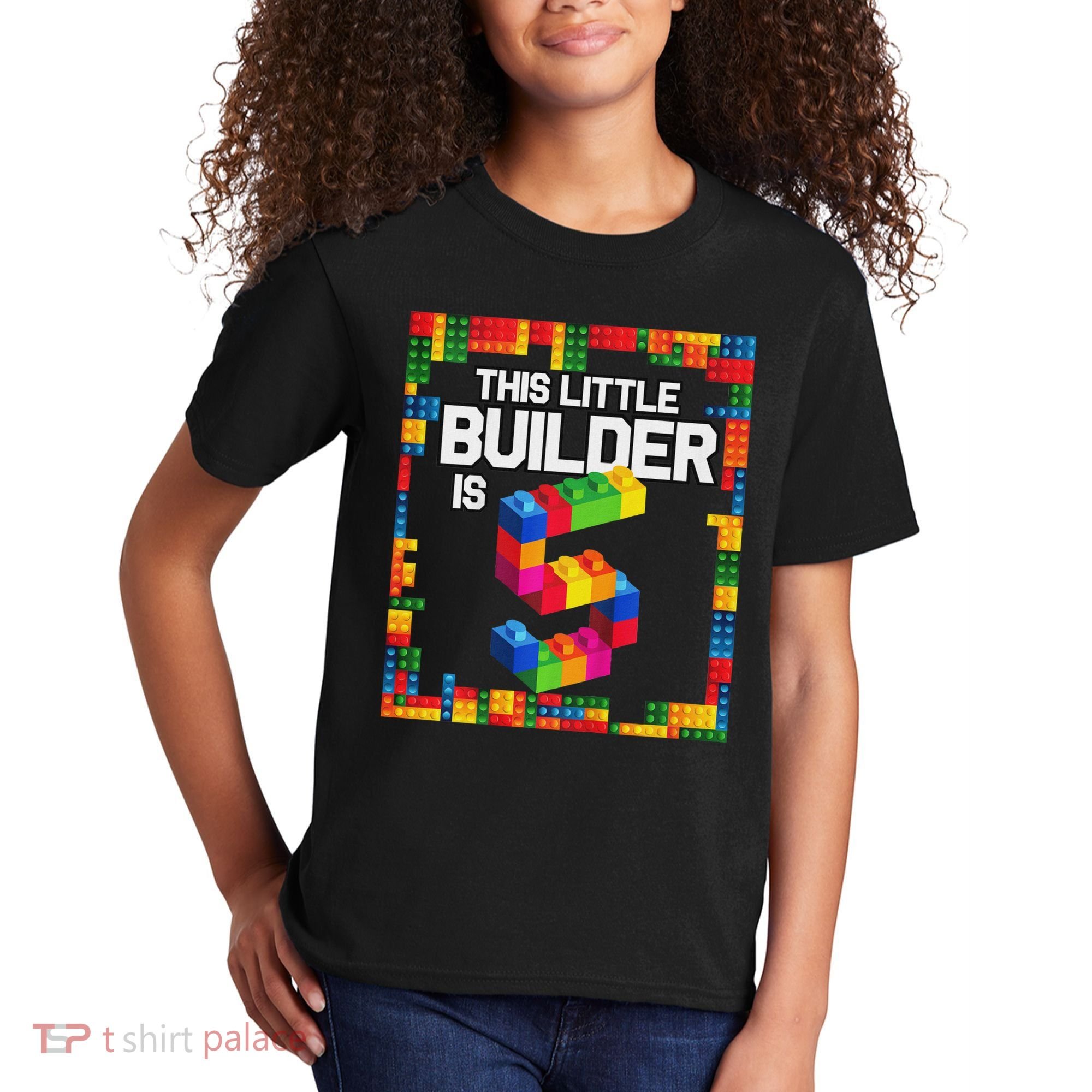 5 Year Old Building Blocks Birthday Brick 5th Gift Kids T-Shirt