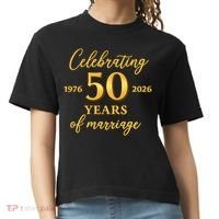 50 Years Of Marriage 1976-2026 50th Wedding Anniversary Comfort Colors Boxy T-Shirt thumb 0