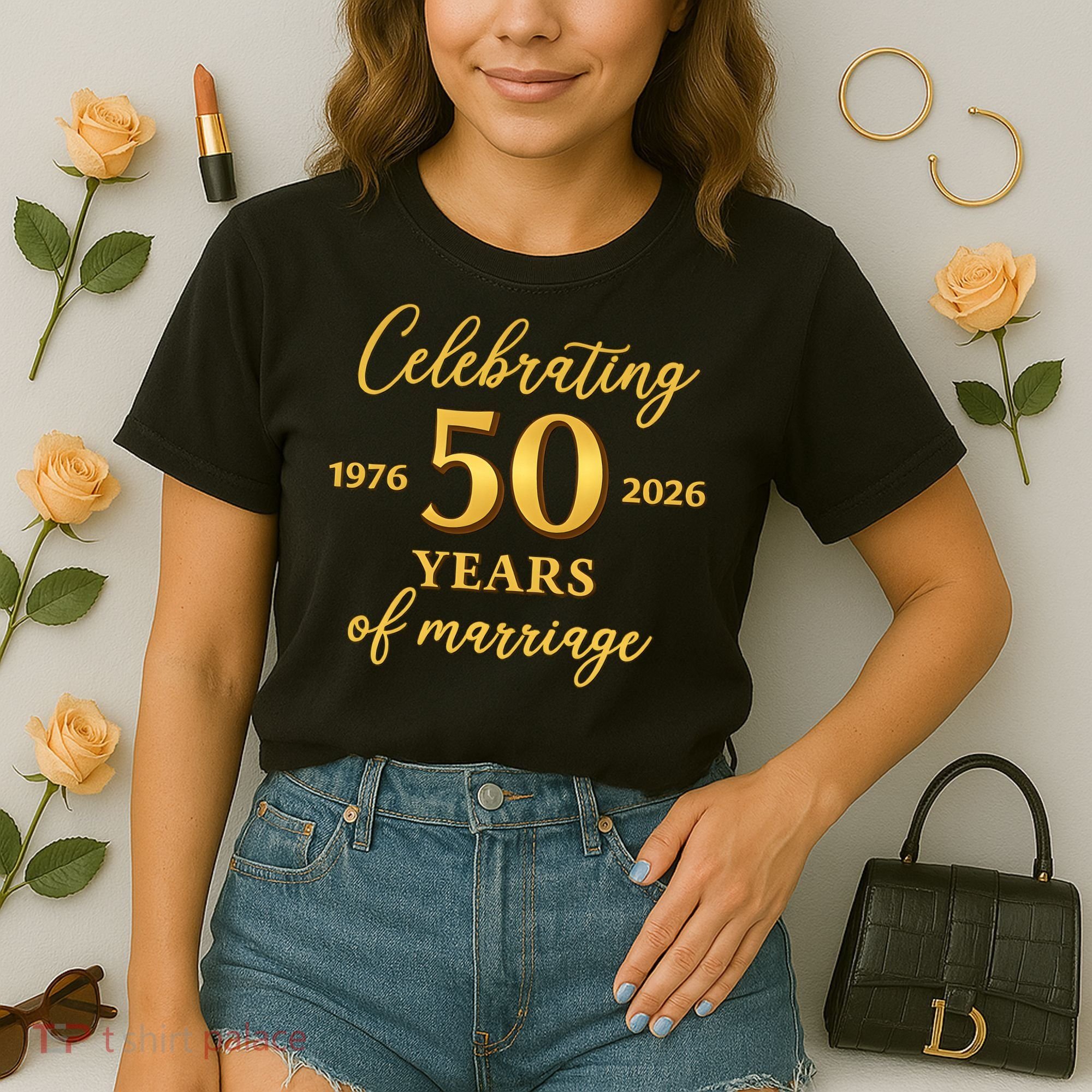50 Years Of Marriage 1976-2026 50th Wedding Anniversary Comfort Colors Boxy T-Shirt
