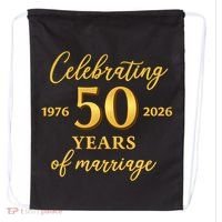 50 Years Of Marriage 1976-2026 50th Wedding Anniversary Drawstring Bag thumb 0
