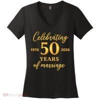 50 Years Of Marriage 1976-2026 50th Wedding Anniversary Women's V-Neck T-Shirt thumb 0