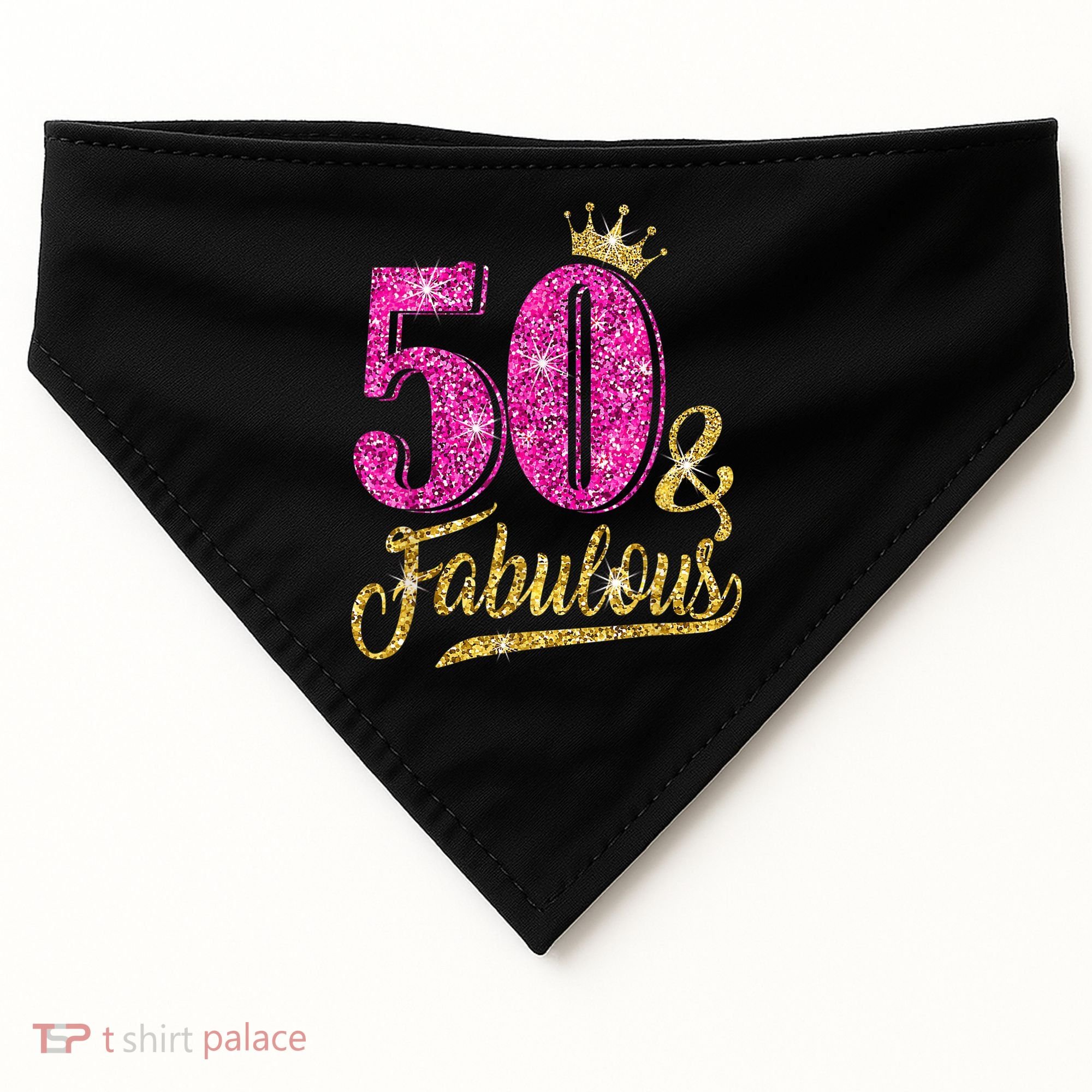 50 Years Old Gift 50 & Fabulous 50th Birthday Pink Crown USA-Made Doggie Bandana