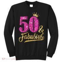 50 Years Old Gift 50 & Fabulous 50th Birthday Pink Crown Sweatshirt thumb 0