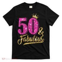 50 Years Old Gift 50 & Fabulous 50th Birthday Pink Crown T-Shirt thumb 0