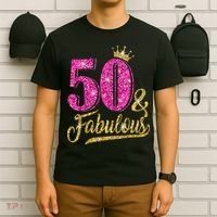 50 Years Old Gift 50 & Fabulous 50th Birthday Pink Crown T-Shirt thumb 6