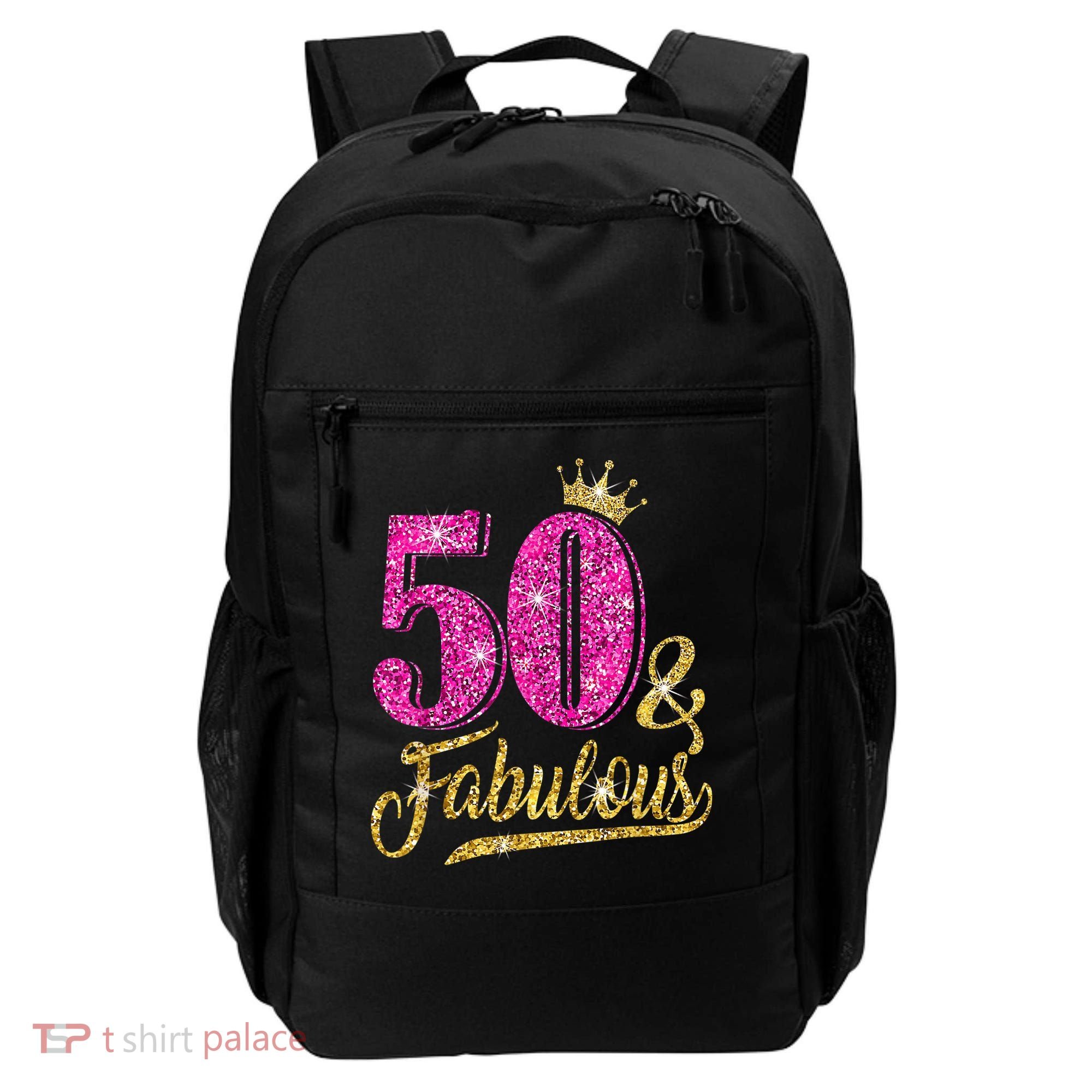 50 Years Old Gift 50 & Fabulous 50th Birthday Pink Crown Backpack