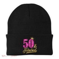 50 Years Old Gift 50 & Fabulous 50th Birthday Pink Crown Beanie thumb 0