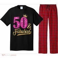 50 Years Old Gift 50 & Fabulous 50th Birthday Pink Crown Pajama Set thumb 0