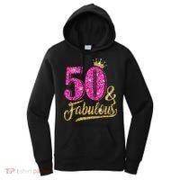 50 Years Old Gift 50 & Fabulous 50th Birthday Pink Crown Women's Hoodie thumb 0