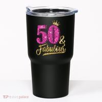 50 Years Old Gift 50 & Fabulous 50th Birthday Pink Crown Tumbler thumb 0
