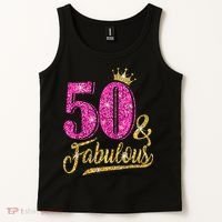 50 Years Old Gift 50 & Fabulous 50th Birthday Pink Crown Tank Top thumb 2