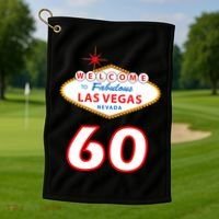 60 Years Old In Vegas - 60th Birthday Golf Towel thumb 1