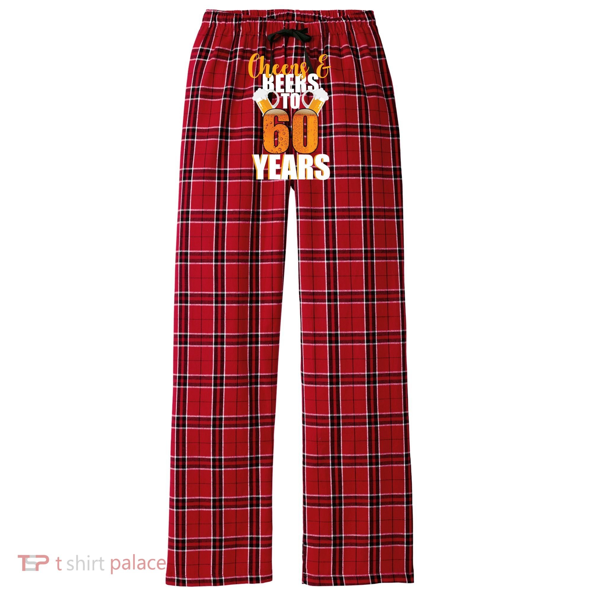 60th Birthday Cheers & Beers To 60 Years Women's Flannel Plaid Pajama Pants