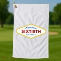 60th Birthday Las Vegas Fabulous Sixtieth Golf Towel thumb 1