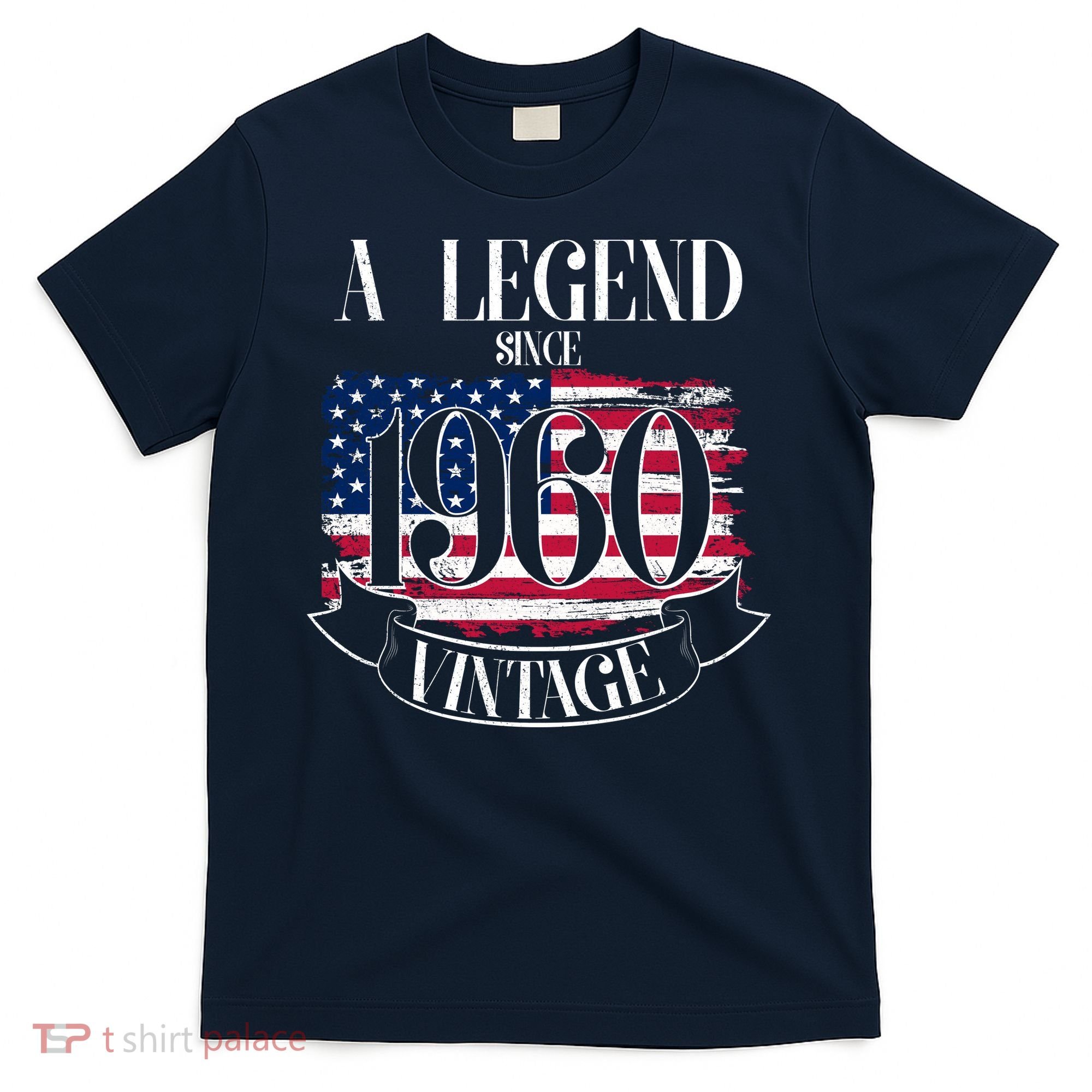 60th Birthday Legend Since 1960 Vintage USA Flag T-Shirt