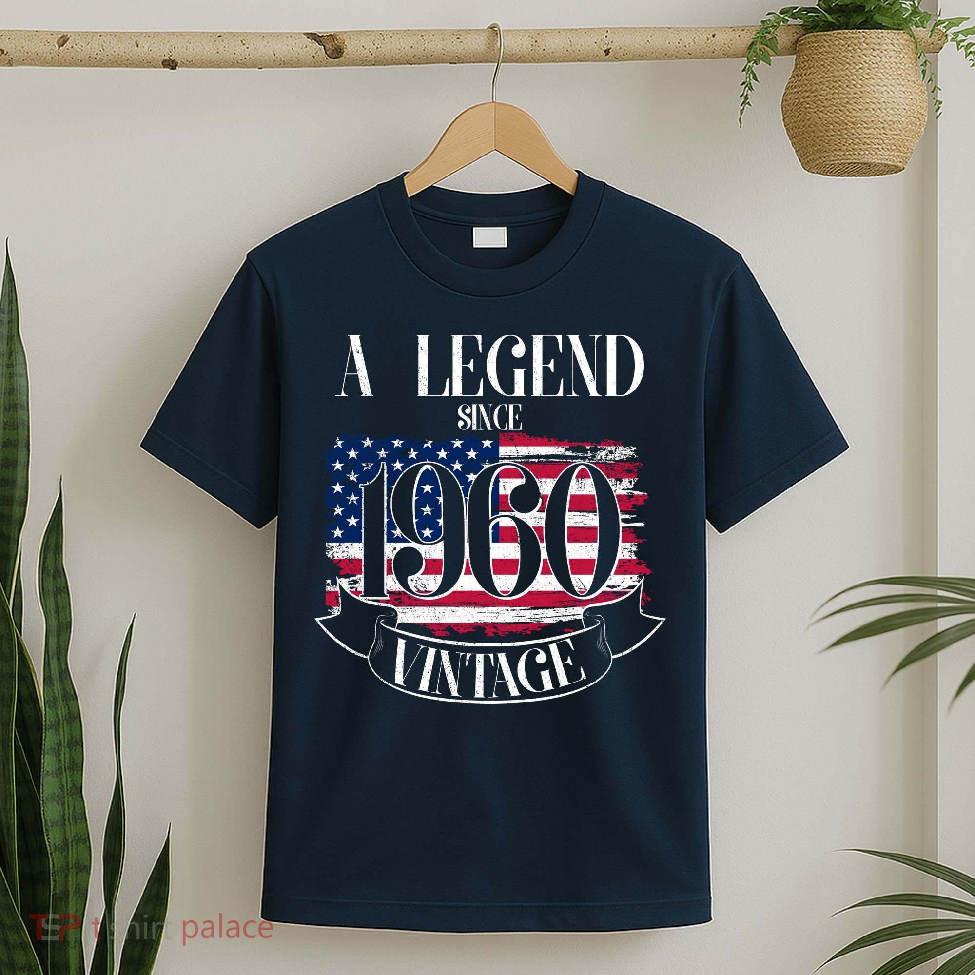 60th Birthday Legend Since 1960 Vintage USA Flag T-Shirt