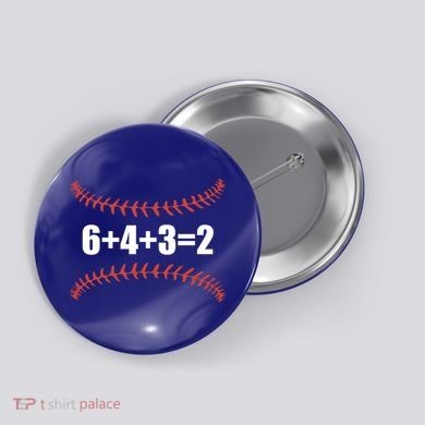 6+4+3 2 Baseball Double Play Funny Baseball Lover Player Cute Gift Button