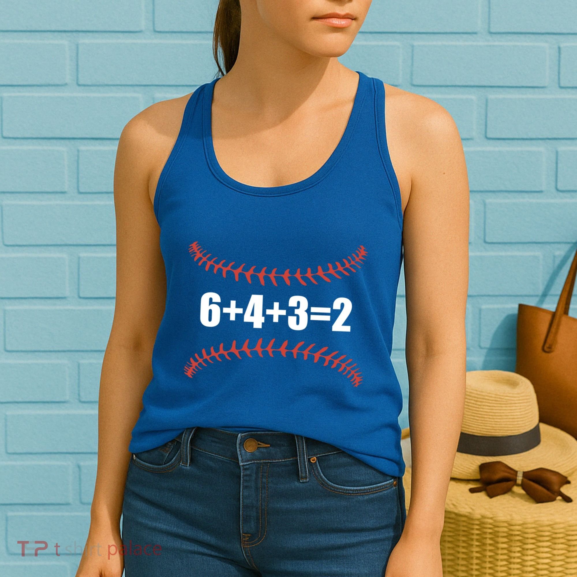 6+4+3 2 Baseball Double Play Funny Baseball Lover Player Cute Gift Women's Tank Top