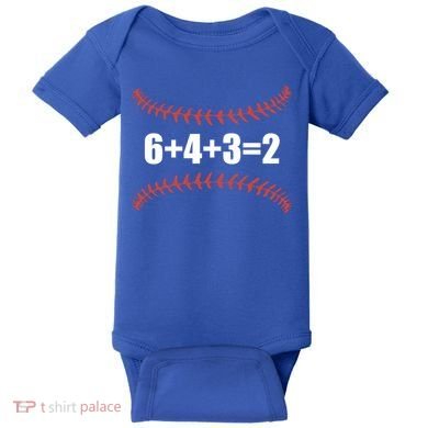6+4+3 2 Baseball Double Play Funny Baseball Lover Player Cute Gift Baby Bodysuit