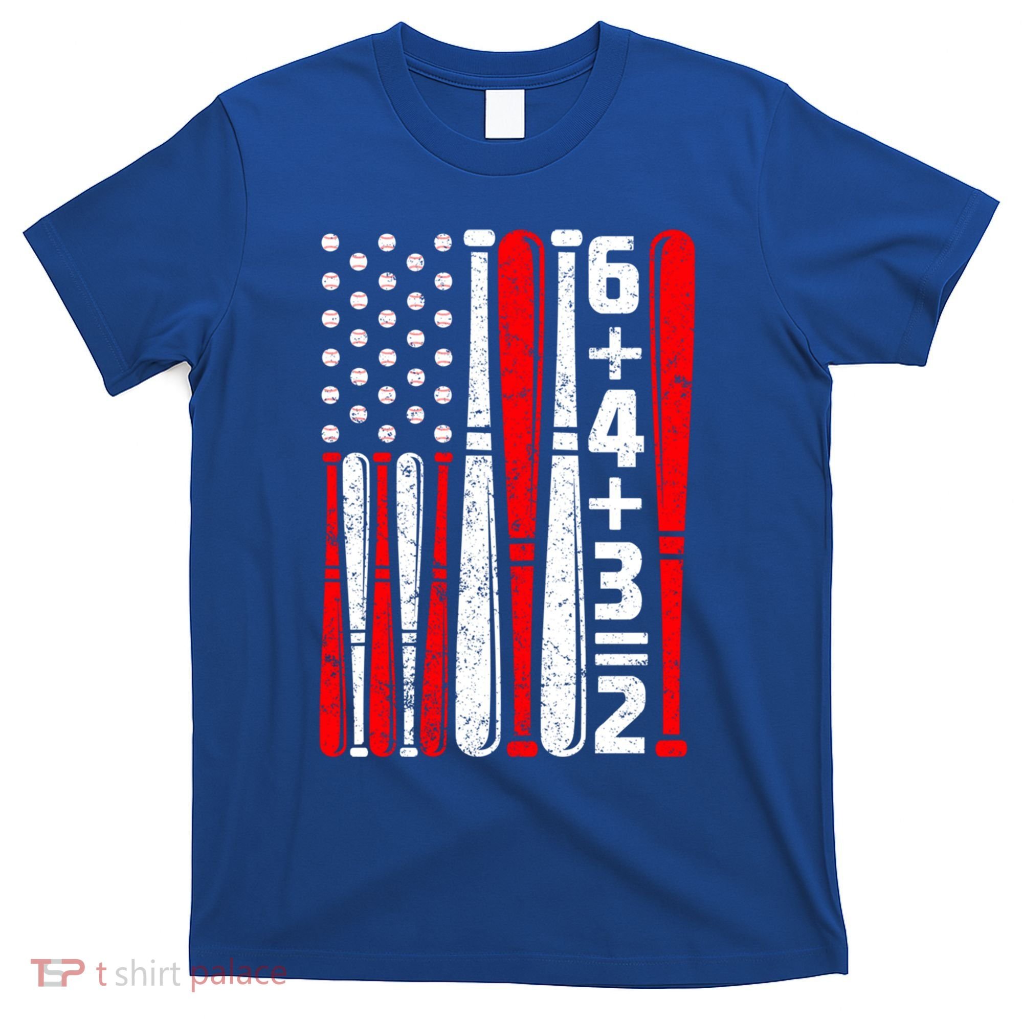 6+4+3 2 Baseball Double Play Patriotic Vintage American Flag Meaningful Gift T-Shirt