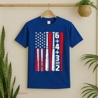 6+4+3 2 Baseball Double Play Patriotic Vintage American Flag Meaningful Gift T-Shirt thumb 2