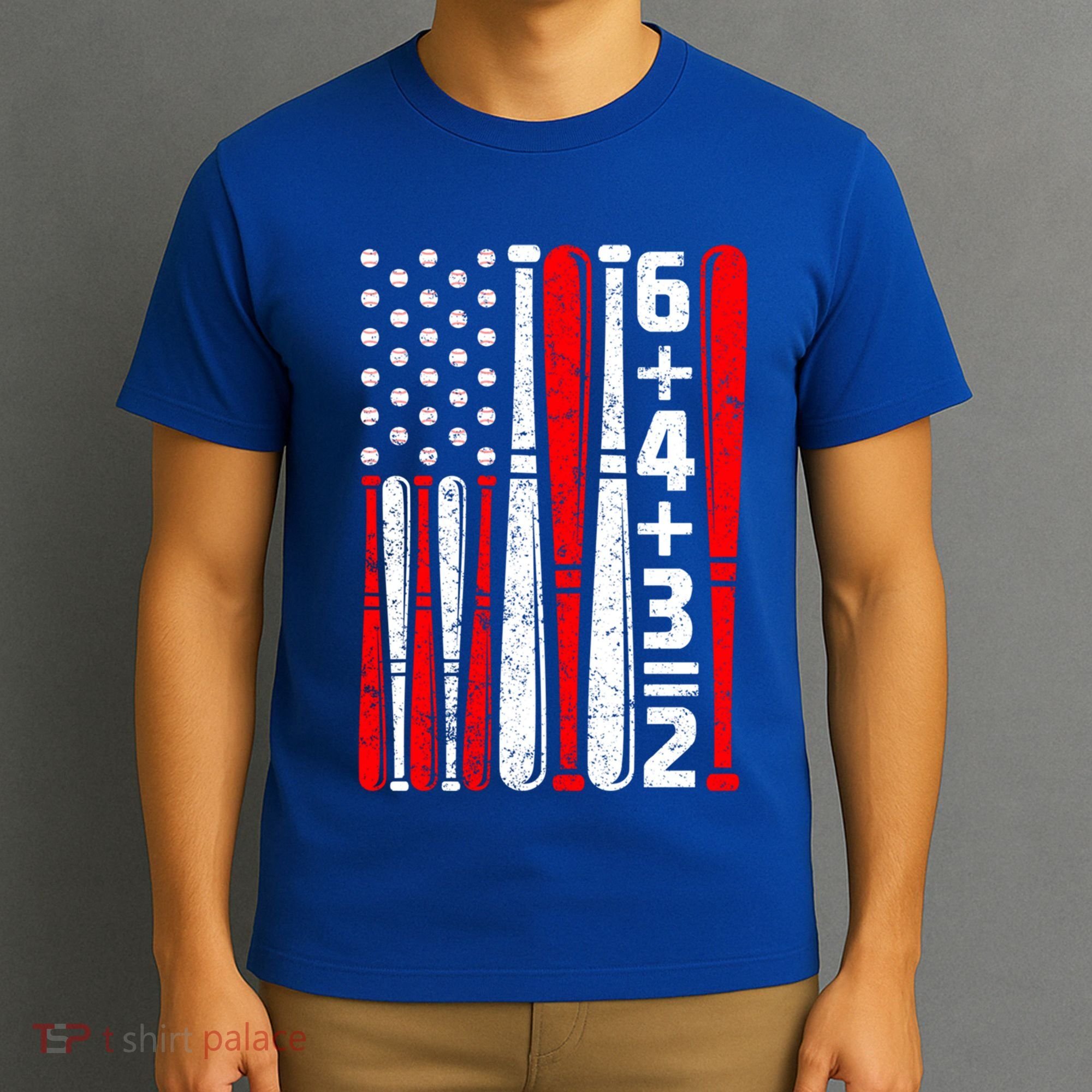 6+4+3 2 Baseball Double Play Patriotic Vintage American Flag Meaningful Gift T-Shirt