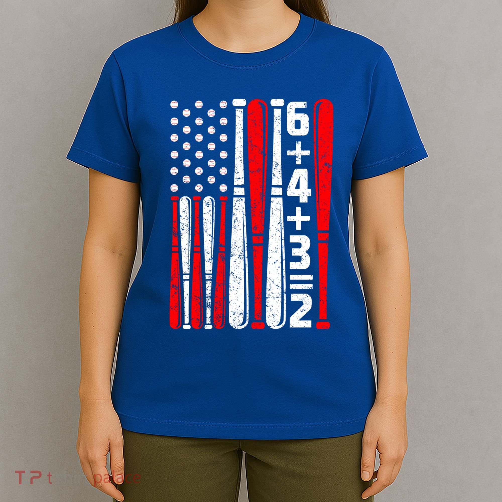 6+4+3 2 Baseball Double Play Patriotic Vintage American Flag Meaningful Gift T-Shirt