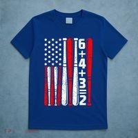 6+4+3 2 Baseball Double Play Patriotic Vintage American Flag Meaningful Gift T-Shirt thumb 5