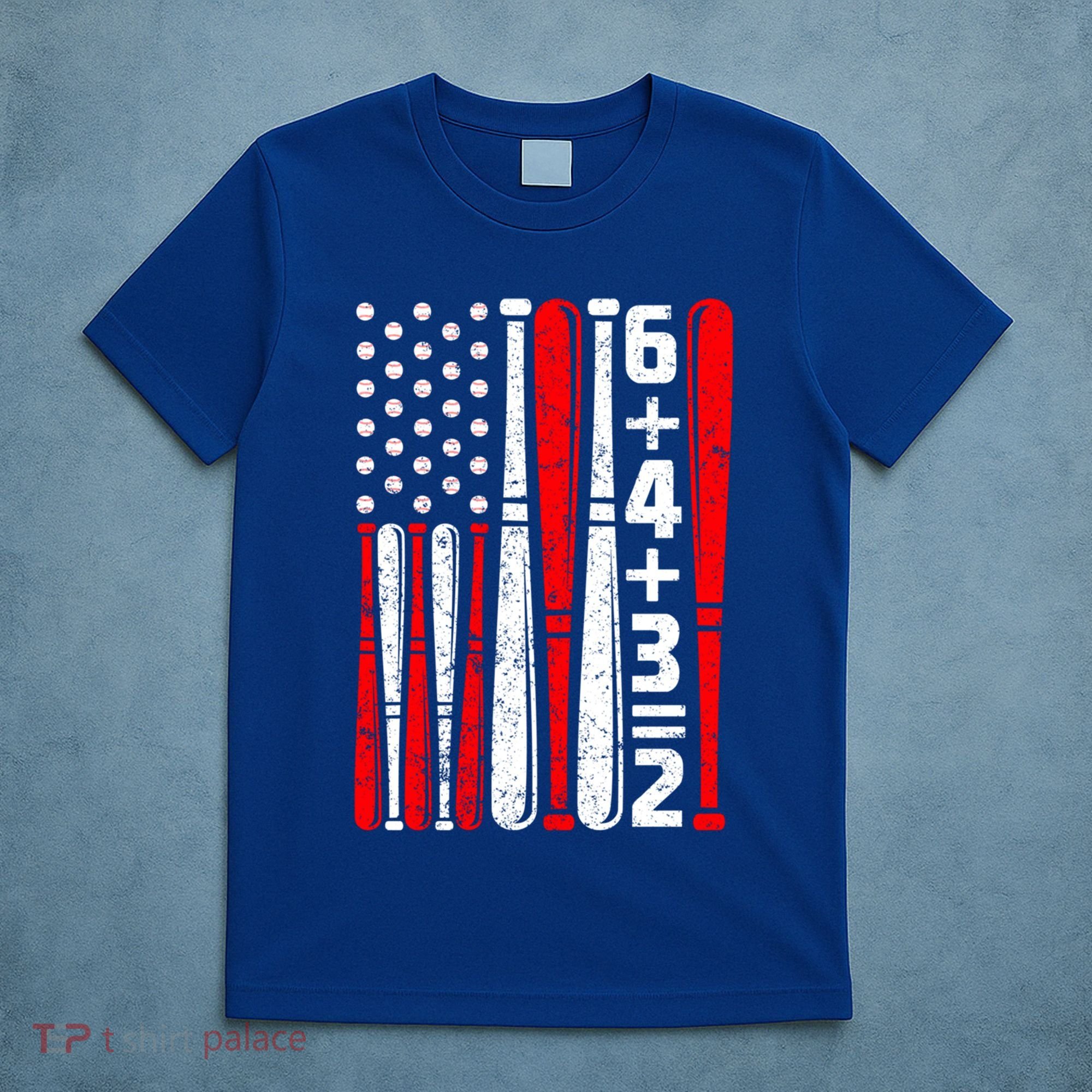 6+4+3 2 Baseball Double Play Patriotic Vintage American Flag Meaningful Gift T-Shirt